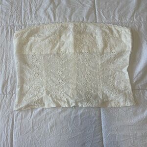 White Eyelet Lace Strapless Tube Top